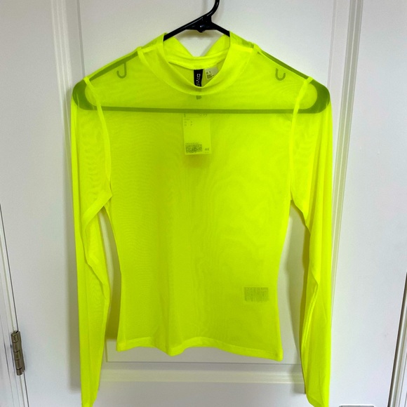H&M Tops - Small H&M mesh long sleeve shirt in “highlighter yellow”